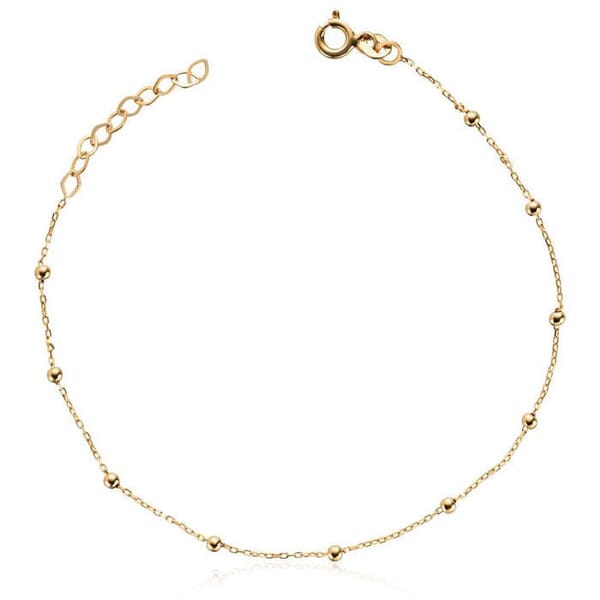 Armbånd med kuler i gult gull 14kt, 19 cm - 16967